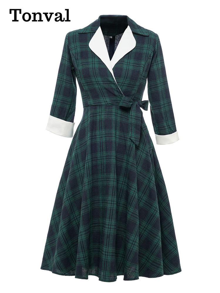 Vintage Fashion Dresses - Tonval Kiểu Chữ V Cổ Vintage